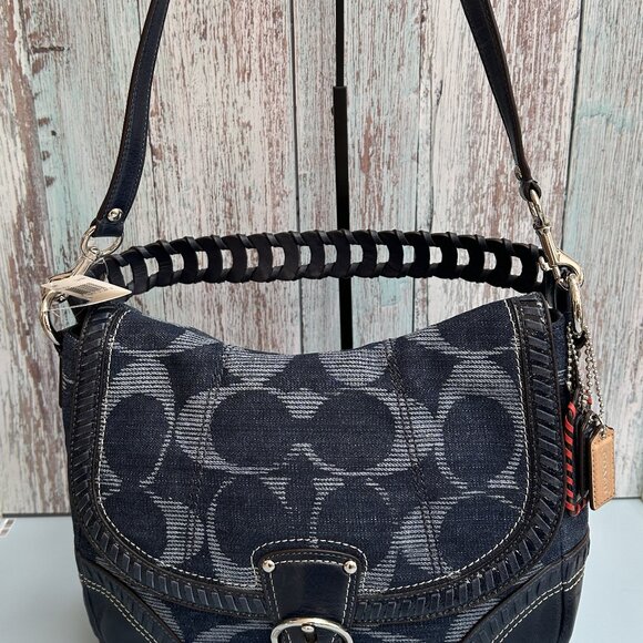 NWT Coach Poppy Denim Hobo 18991 - Sign Canvas and Blue Leather from 2011 - Picture 5 of 14